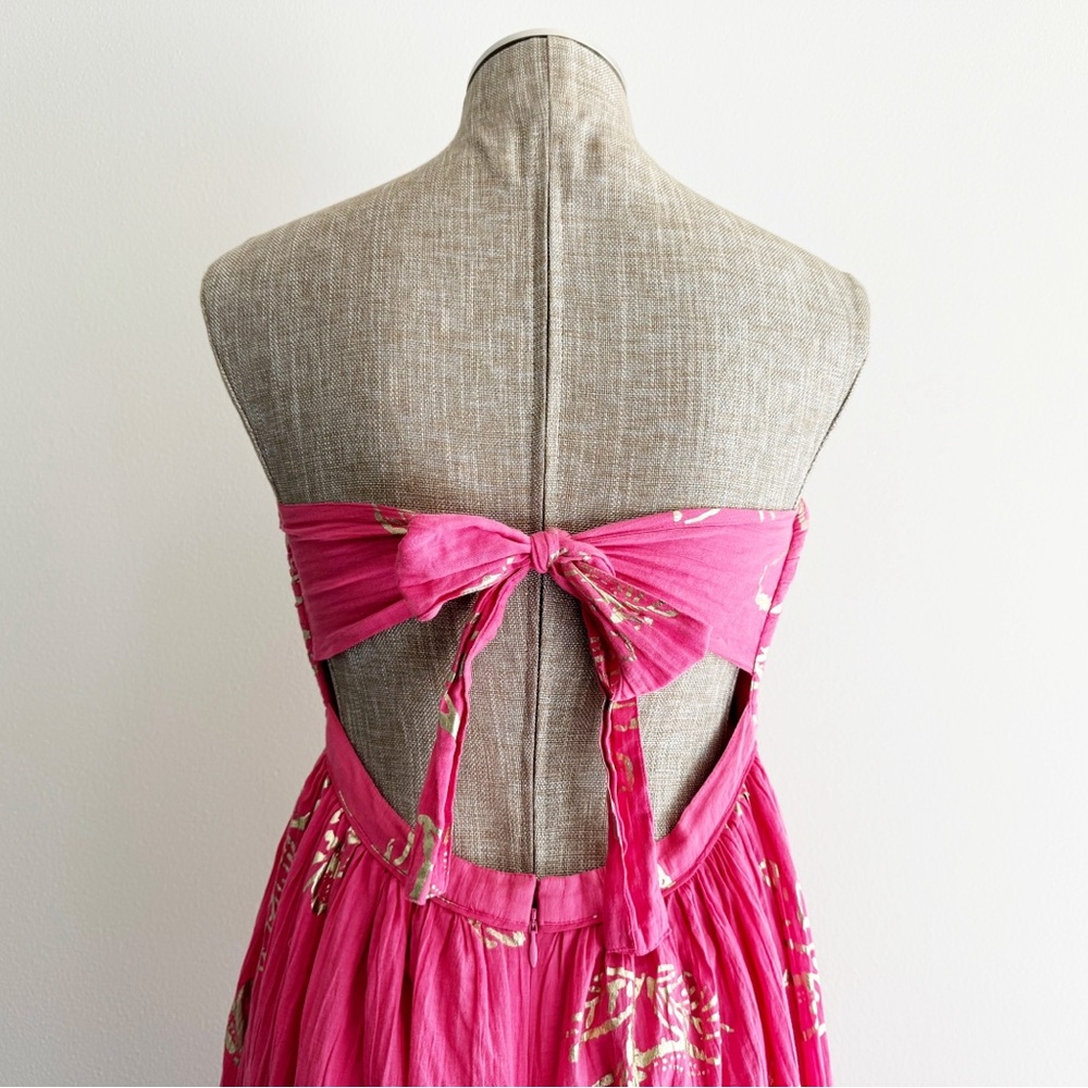 Free People Strapless Pink and Gold Floral Maxi Dress - Picture 6 of 13